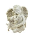 Heat Wave Heavenly Gardens Distressed Sitting Angel with Book & Friend Outdoor Patio Garden Statue; Ivory - 8.5 in. HE23492